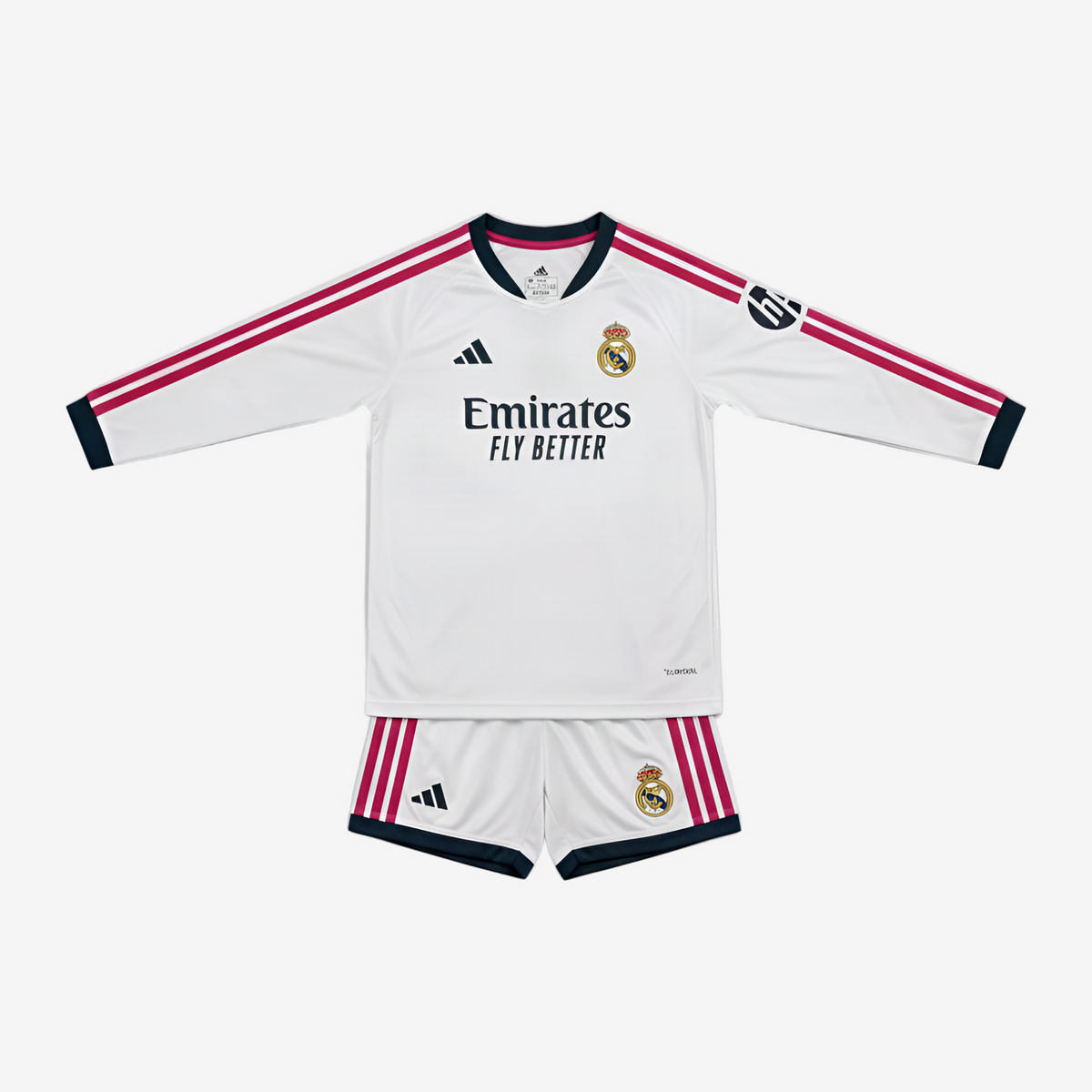 Real Madrid Home 26/27 Kids Long Sleeve Shirt Kit - Front View - Jersey Zone