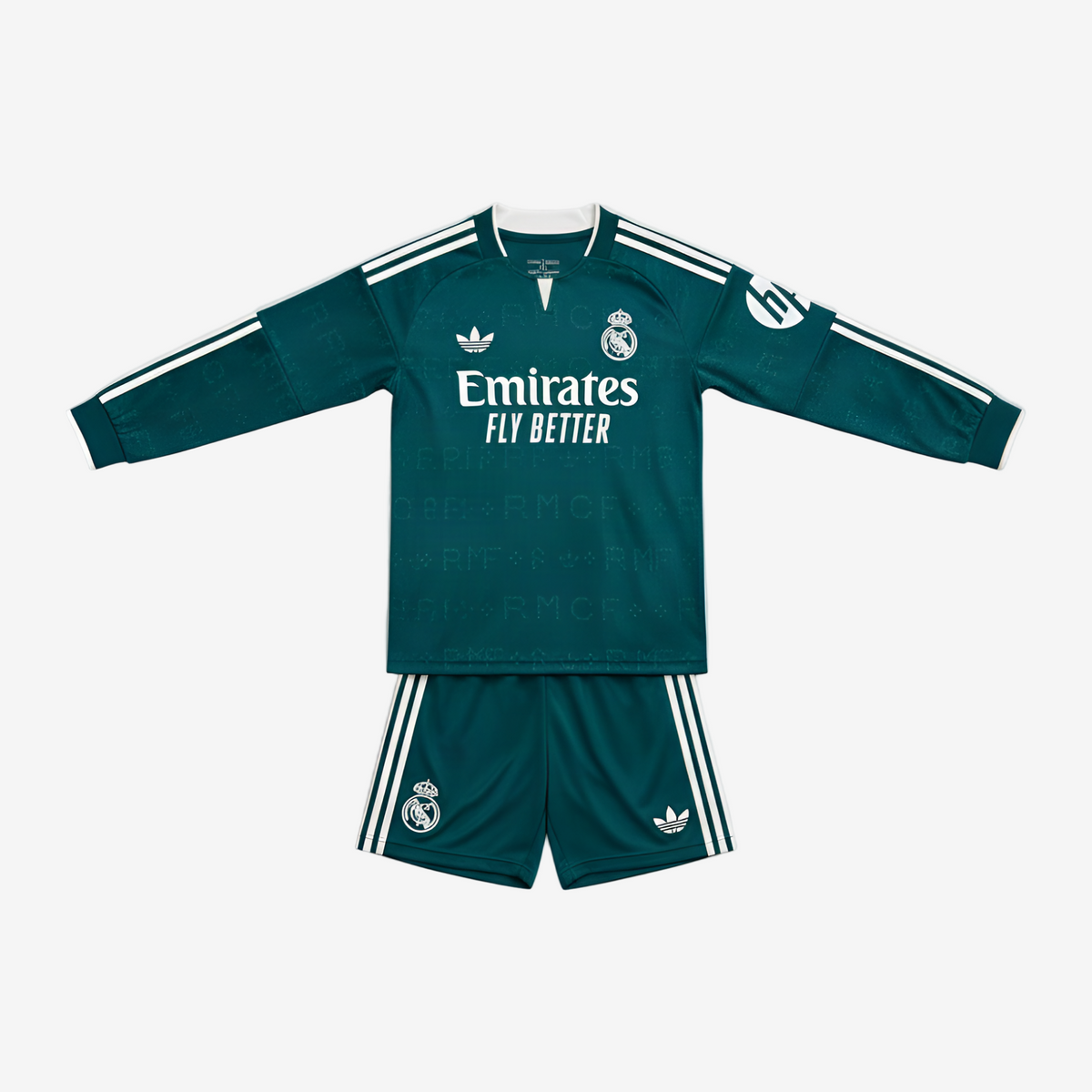Real Madrid Away 26/27 Kids Long Sleeve Shirt Kit - Front View - Jersey Zone