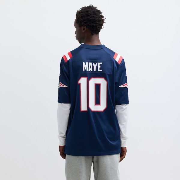 Drake Maye New England Patriots Game Jersey Navy