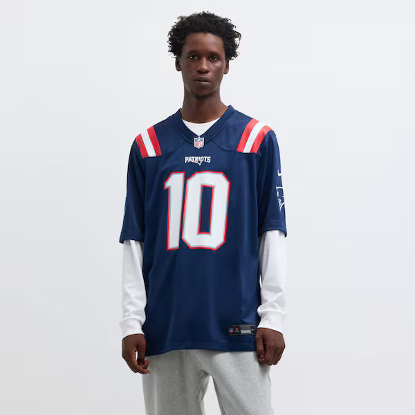 Drake Maye New England Patriots Game Jersey Navy